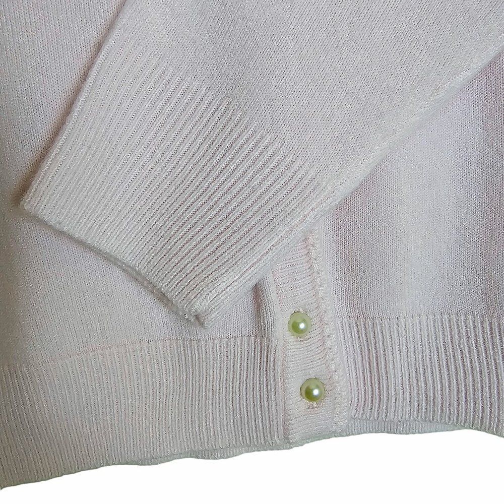 VINTAGE DESIGNERS ORIGINALS LUXELON BABY PINK CARDIGAN Size PM - Picture 3 of 6